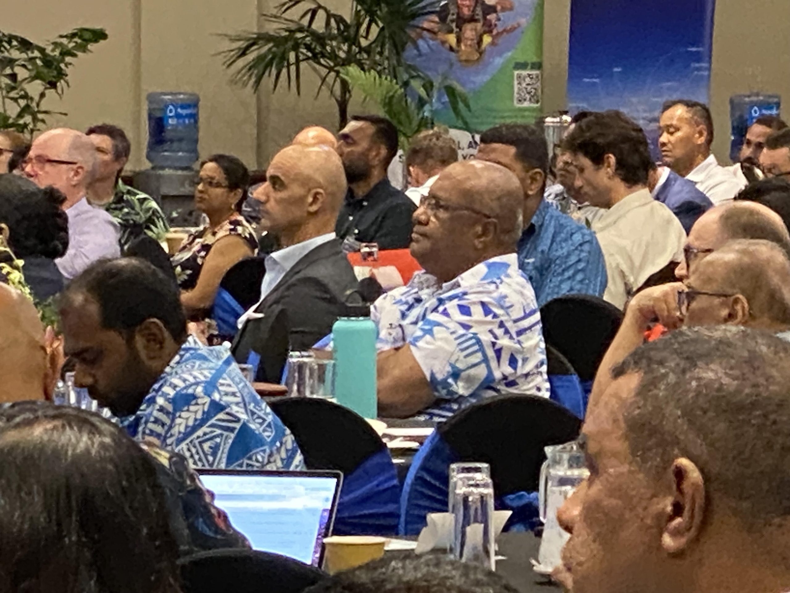 Fiji Deputy Prime Minister Manoa Kamikamica intently listens to a presentation at the business forum.